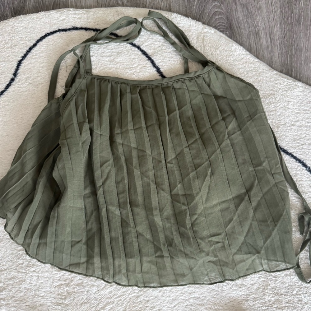 Green Pleated Tank Top